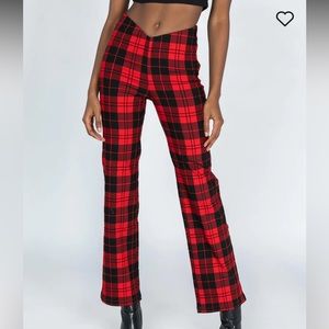 Princess Polly Red Check Pants